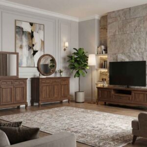 ست میز تلویزیون و آینه کنسول نئوکلاسیک والنات کابریول