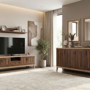 ست میز تلویزیون و آینه کنسول دالتون گردویی